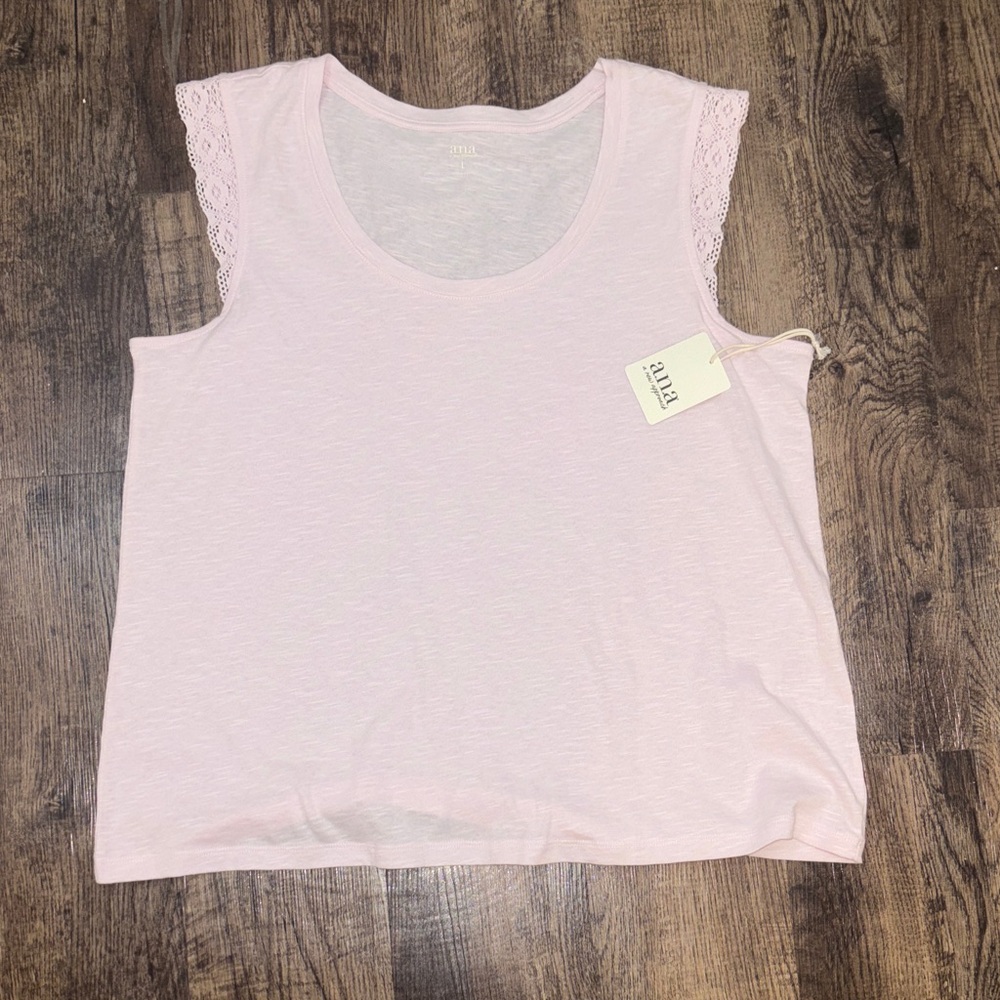 a.n.a Light Pink Lace Trim Tank Top